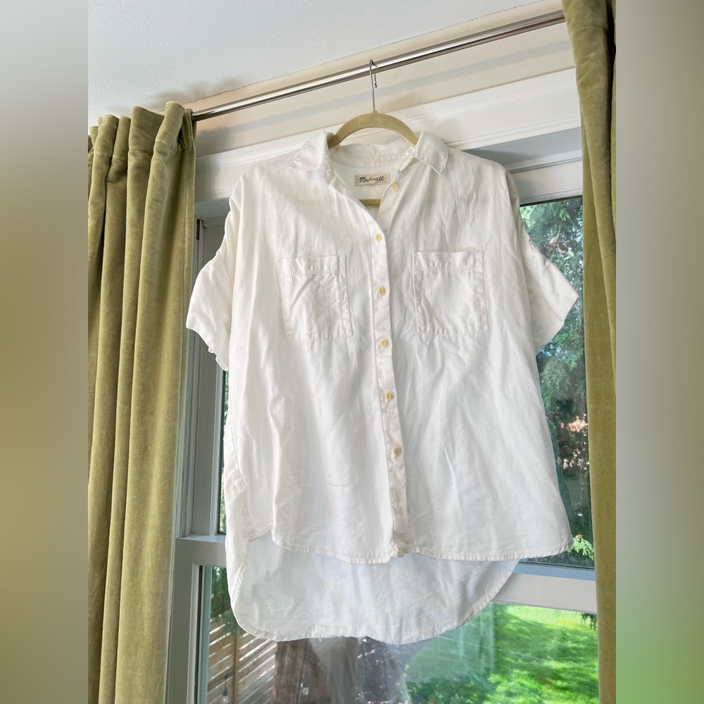 Madewell White Short Sleeve Button Up